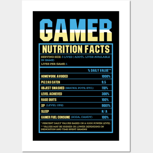 Gamer Nutrition Facts - Funny Gamer Posters and Art